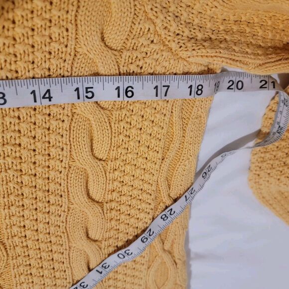 Vintage Jeanne Pierre Womens Sweater Medium Mustard‎ Yellow Fisherman Cable Knit - Picture 5 of 6